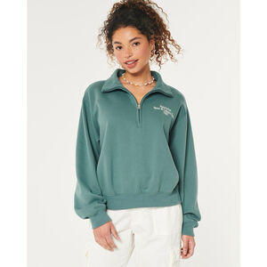 Hollister Nantucket Sport Leisure Club 1987 Green 1/4 Zip Pullover Sweatshirt XL